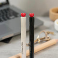 Ballpoint Black Ink Pen with Heart Cap - set of 2