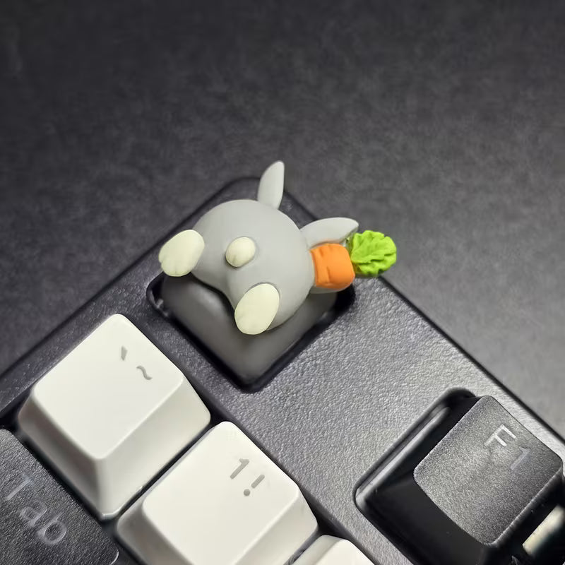 Bunny With Carrot Decorative Keycap