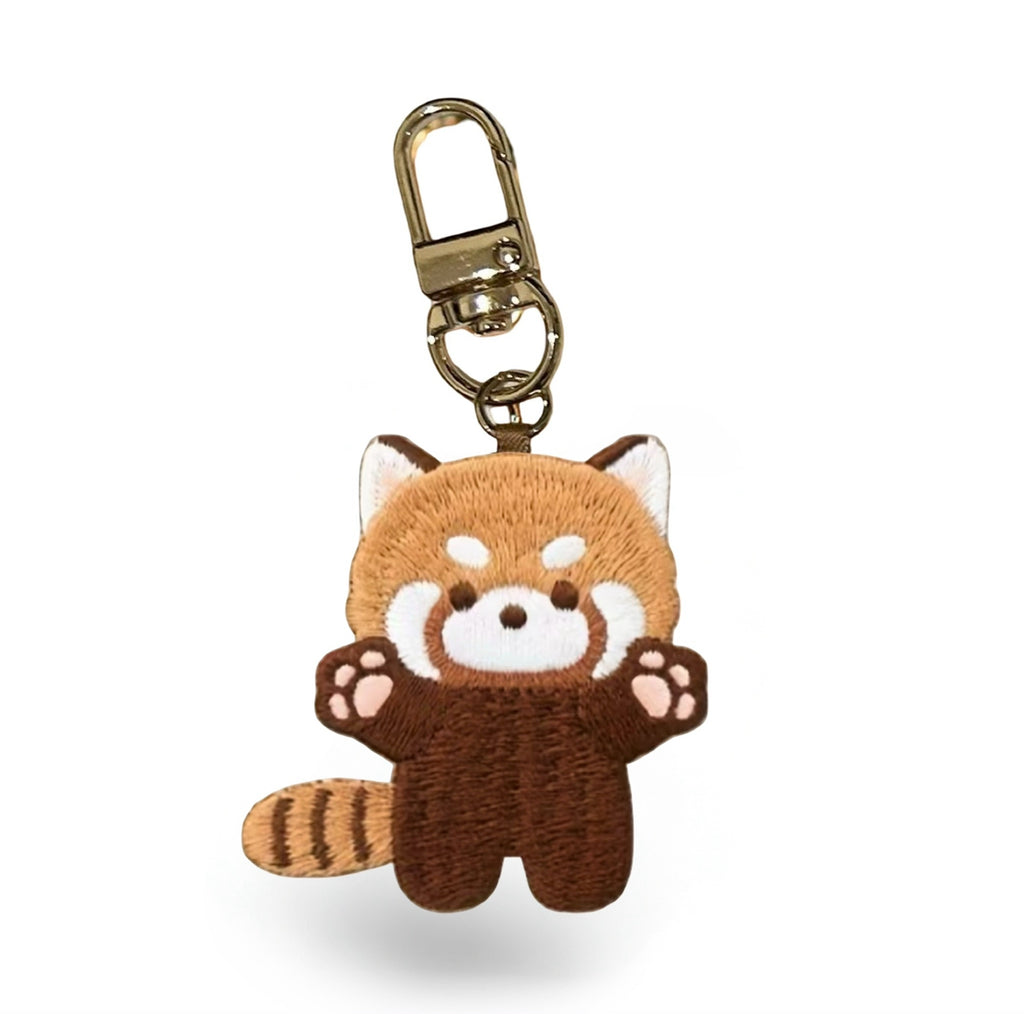 Red Panda Embroidery Keychain