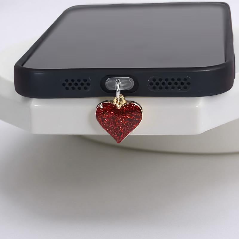 Red Heart Charging Port Dust Plug - Type-C