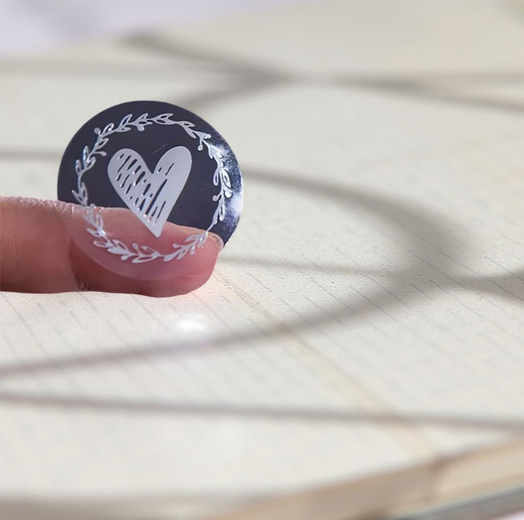Transparent Heart stickers - set of 10