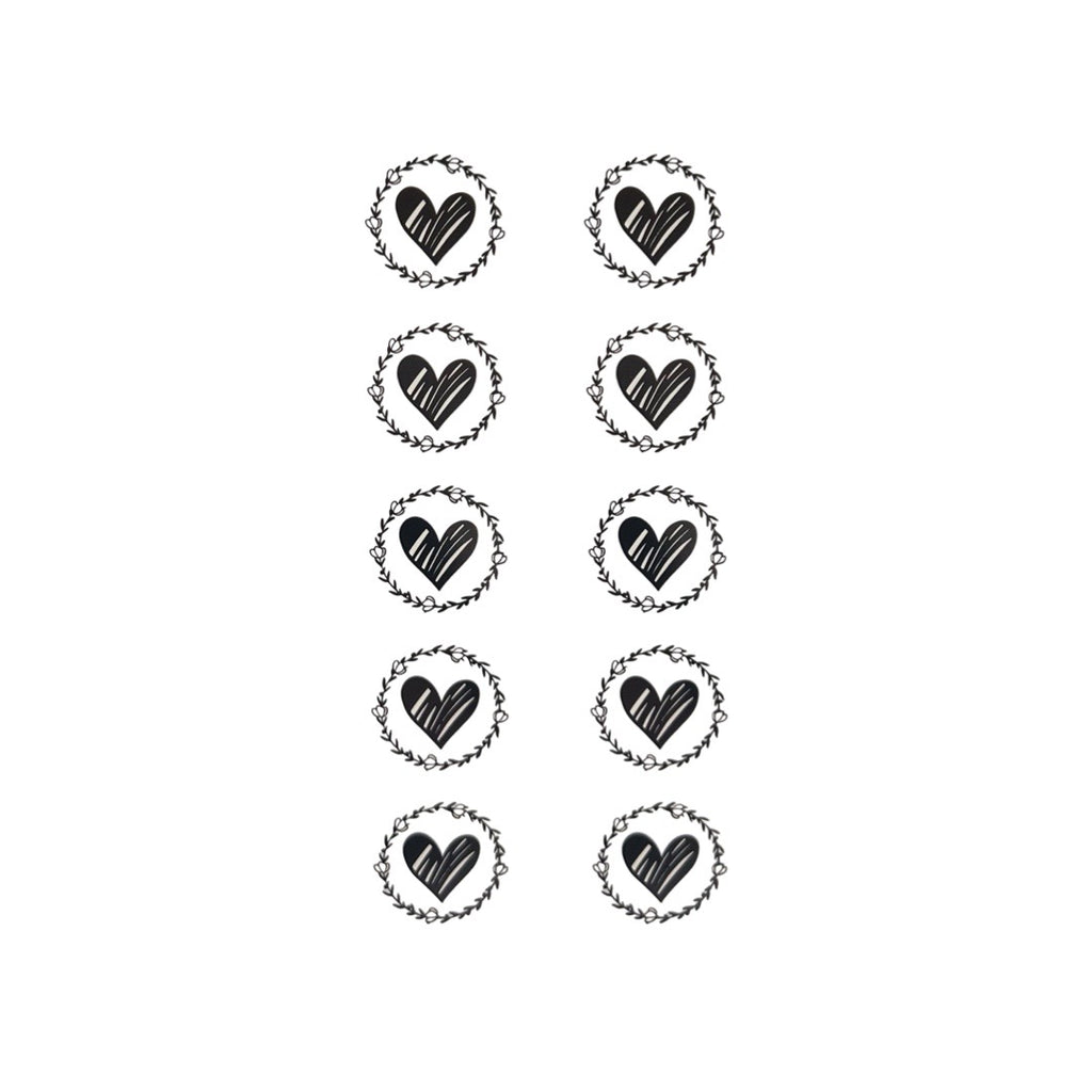 Transparent Heart stickers - set of 10