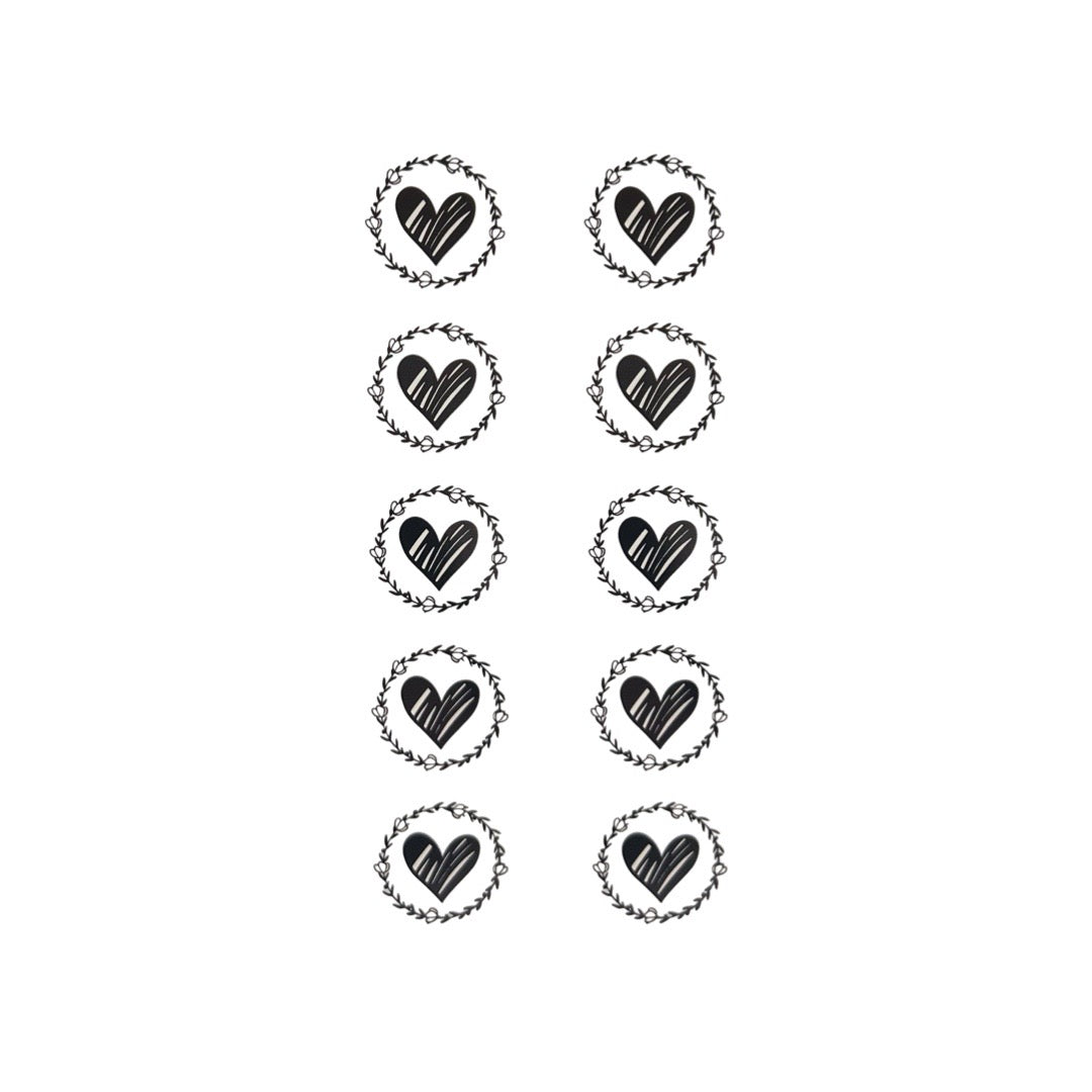 Transparent Heart stickers - set of 10