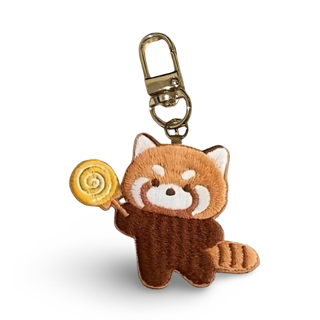 Red Panda Embroidery Keychain