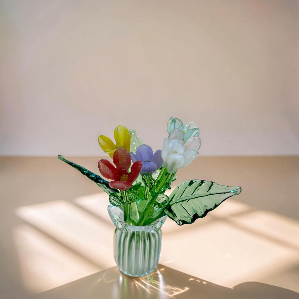Mini Decorative Set of Glass Flowers