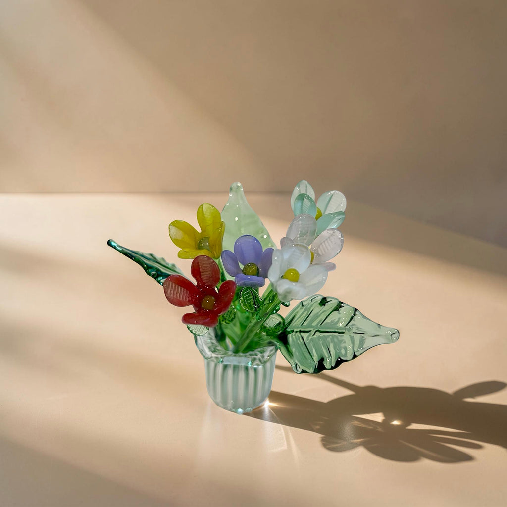 Mini Decorative Set of Glass Flowers