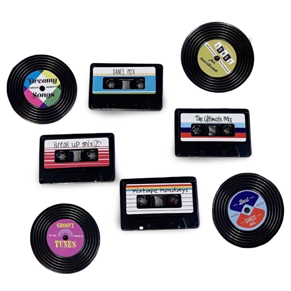 Retro Record Fridge Magnets - Set of 8