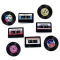 Retro Record Fridge Magnets - Set of 8