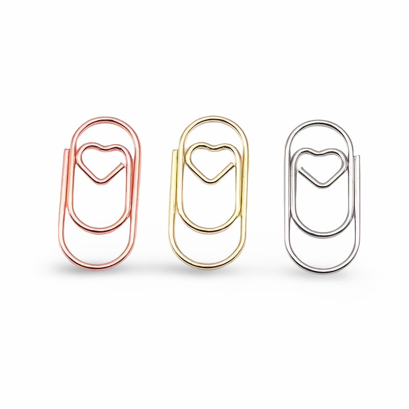 Mini Metal Heart Shaped Paper Clip - Set of 3
