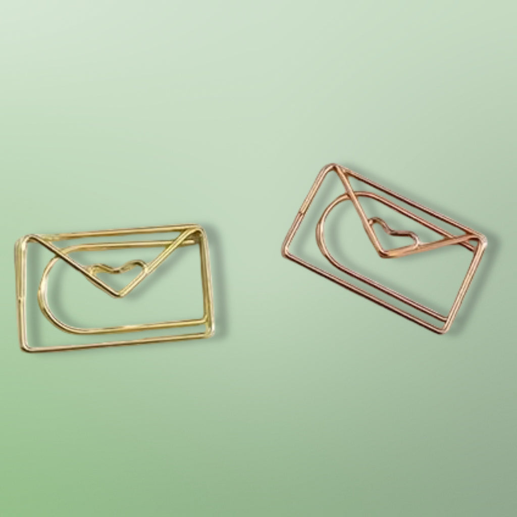 Mini Metal Envelope Shaped Paper Clip - Set of 2