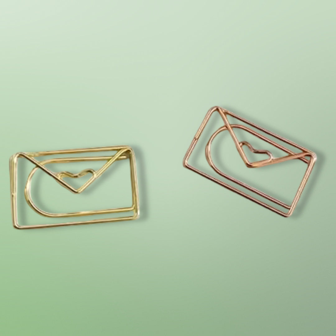 Mini Metal Envelope Shaped Paper Clip - Set of 2