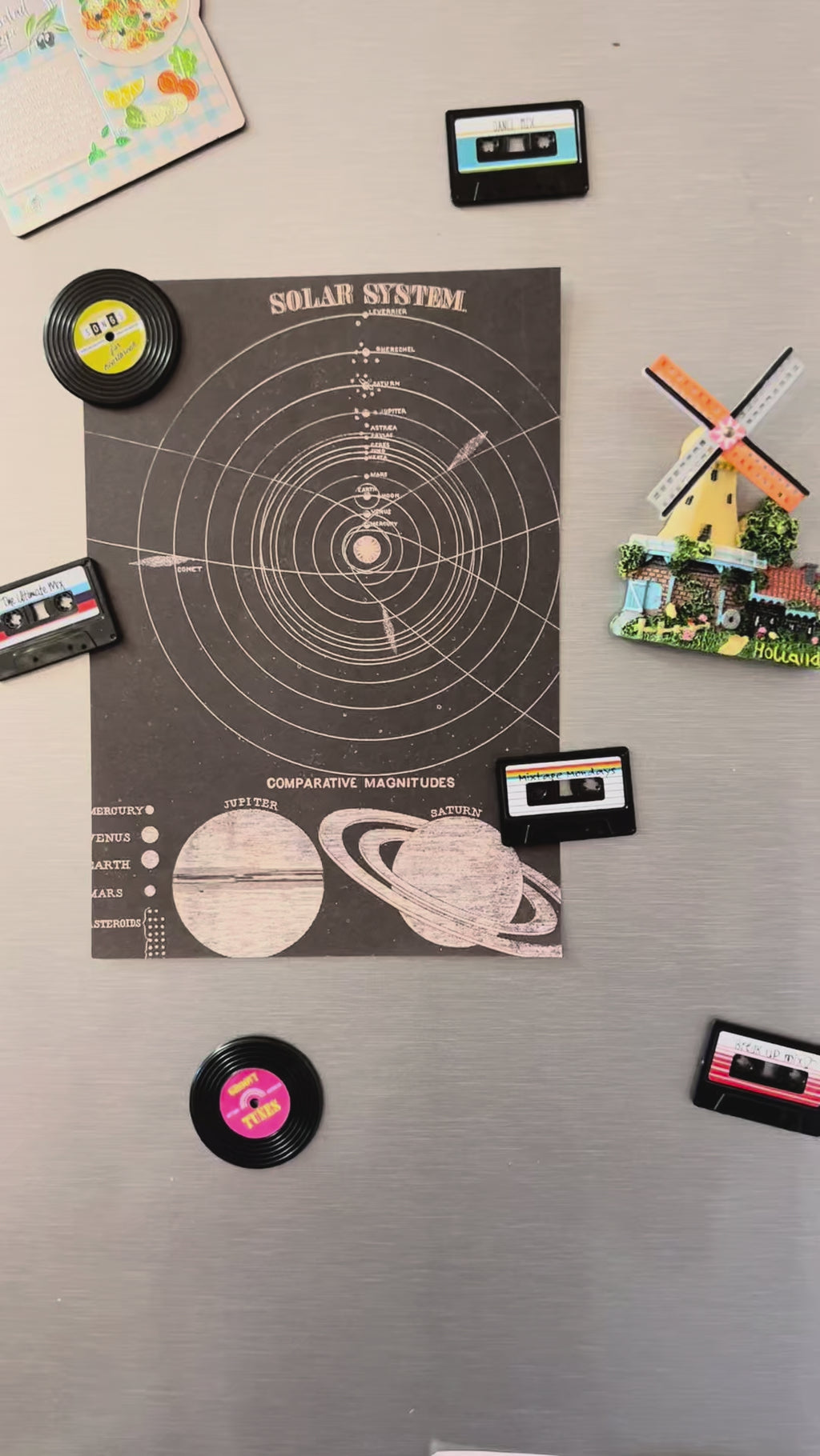 Retro Record Fridge Magnets - Set of 8